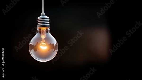 Fototapeta Vintage light bulb glowing softly against a dark background for creative lighting design and home decor inspiration
