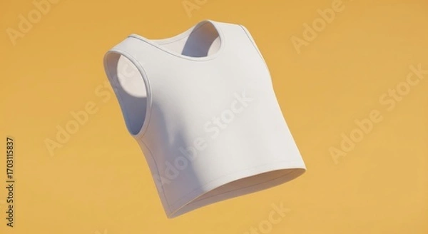 Fototapeta Floating Sleeveless White Top against a Minimalist Orange Background
