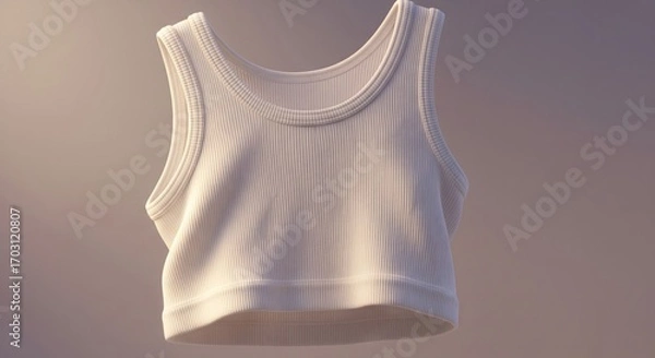 Fototapeta Stylish White Crop Top with Unique Texture in Minimalist Lighting