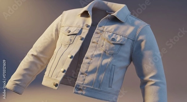 Fototapeta Stylish Denim Jacket in Soft Light Against a Gradient Background