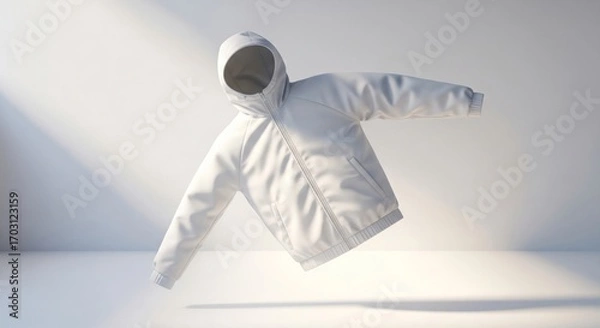 Fototapeta White Floating Jacket in a Minimalist Studio Setting with Soft Lighting