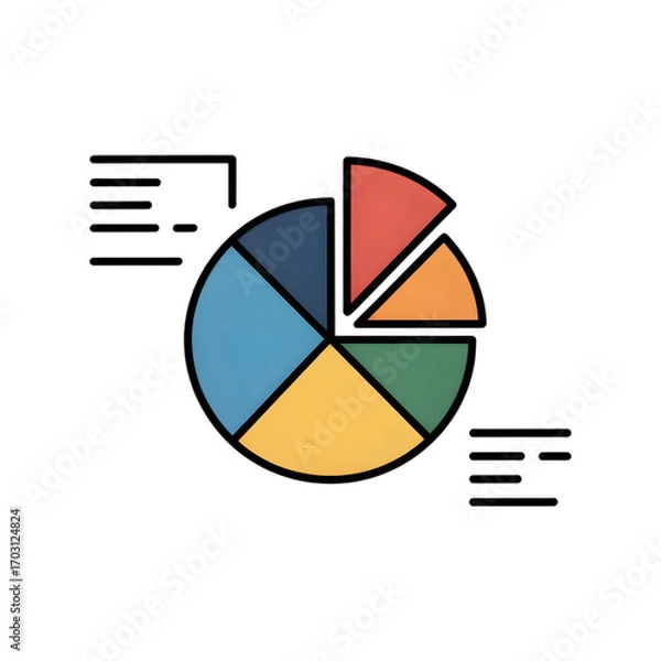 Fototapeta Colorful pie chart infographic depicting data segmentation and analysis
