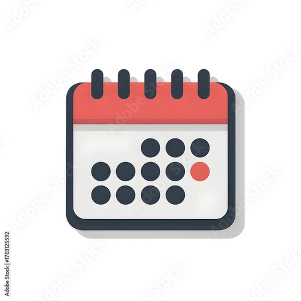 Fototapeta Simple calendar icon with red highlighted date