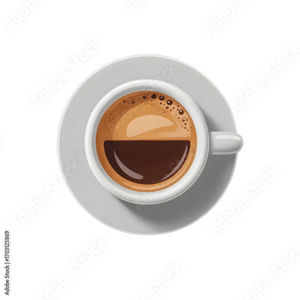 Fototapeta Top view of a cup of espresso coffee on a saucer