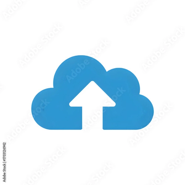 Fototapeta Upload to the Cloud A Simple Blue Cloud Icon with Up Arrow