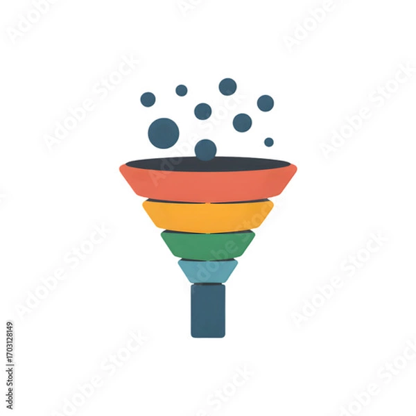 Fototapeta Colorful sales funnel graphic showing a process of converting leads into customers