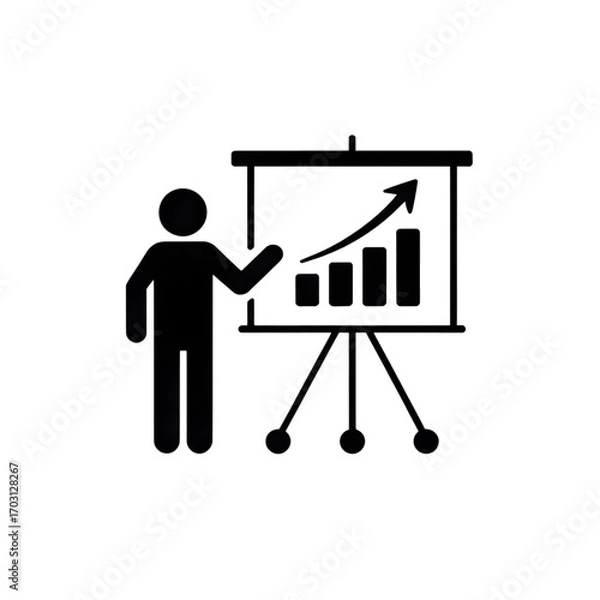 Fototapeta Businessperson presenting growth chart on a flip chart