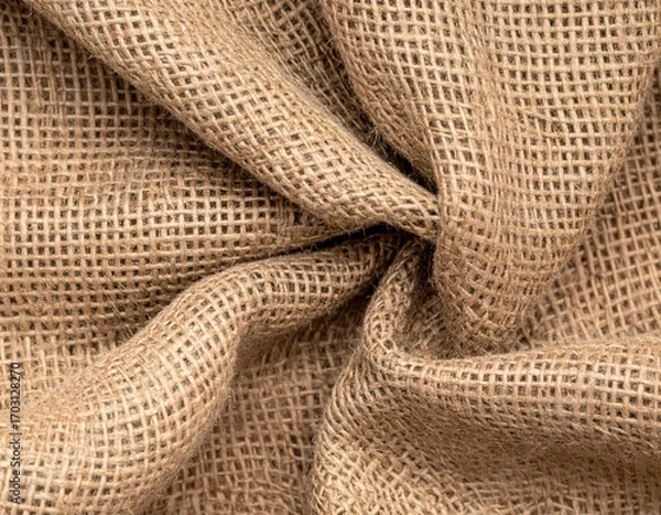Fototapeta Detailed Close Up of Brown Burlap Fabric Texture Background with Rough Weave