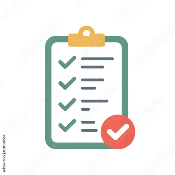 Fototapeta Checklist icon complete task list to-do list check list clipboard checkmark done finish vector illustration task management