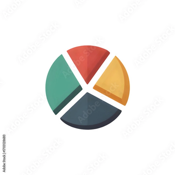 Fototapeta Five-segment pie chart infographic depicting data distribution