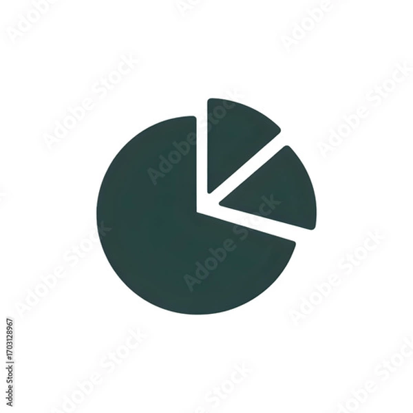 Fototapeta Dark Green Pie Chart Icon Simple Flat Design for Presentations and Reports