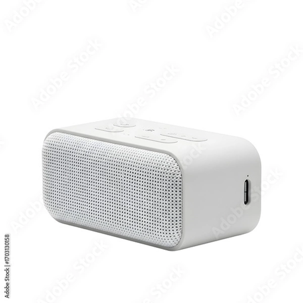 Fototapeta White portable wireless speaker isolated PNG with Transparent Background