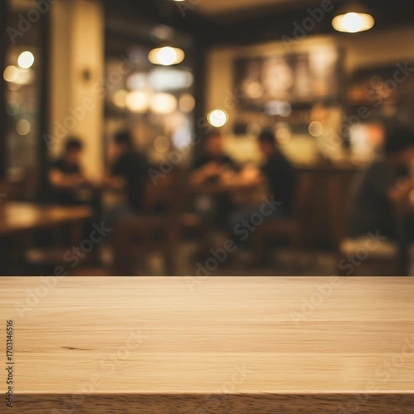 Fototapeta Warm Cafe Glow: A Tabletop View