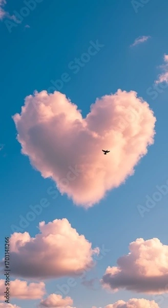 Fototapeta Celestial Heart: A Cloud's Embrace