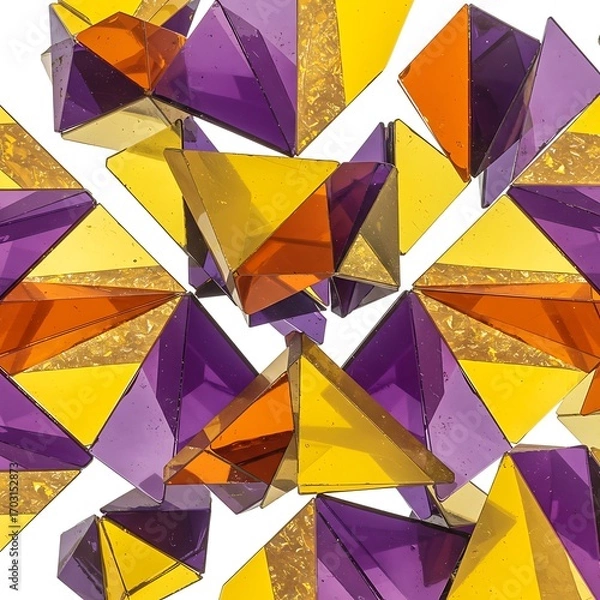 Fototapeta Geometric Jewel Tones: A 3D Render of Translucent Prisms