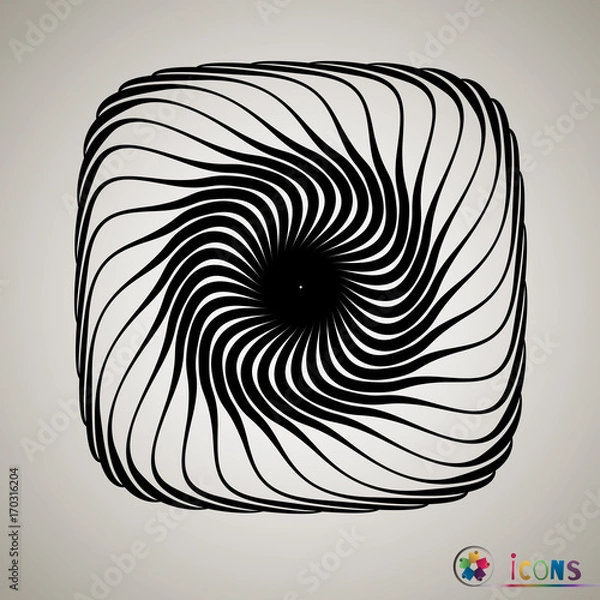 Fototapeta Black and white spiral abstract halftone dots background. Vector illustration