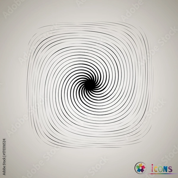 Fototapeta Black and white spiral abstract halftone dots background. Vector illustration