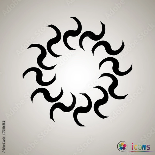 Fototapeta Black and white spiral abstract halftone dots background. Vector illustration