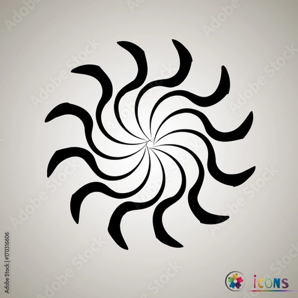 Fototapeta Black and white spiral abstract halftone dots background. Vector illustration
