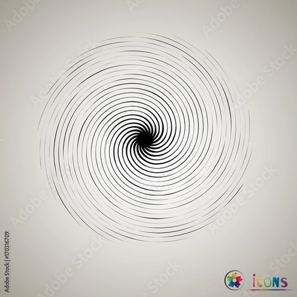 Fototapeta Black and white spiral abstract halftone dots background. Vector illustration