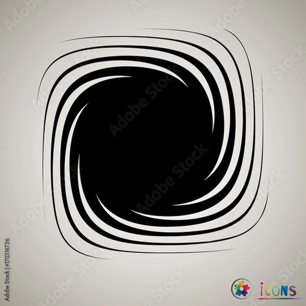 Fototapeta Black and white spiral abstract halftone dots background. Vector illustration