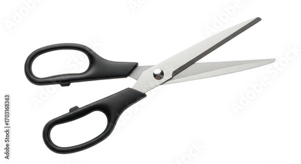 Fototapeta Blackhandled Scissors On Black Background