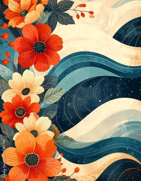 Obraz Floral waves in autumnal tones