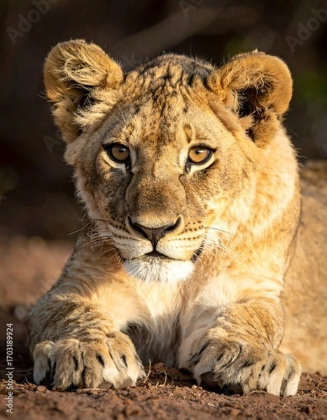 Obraz Lion cub resting in the sun