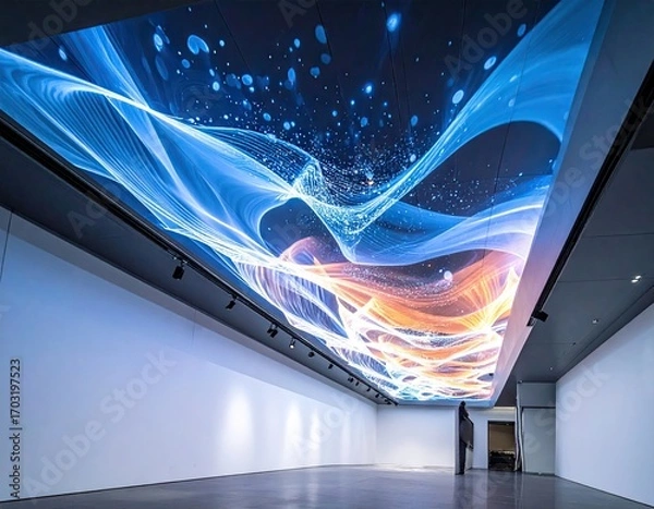 Fototapeta Interactive Digital Art Installation Blue and Orange Abstract Projection Mapping