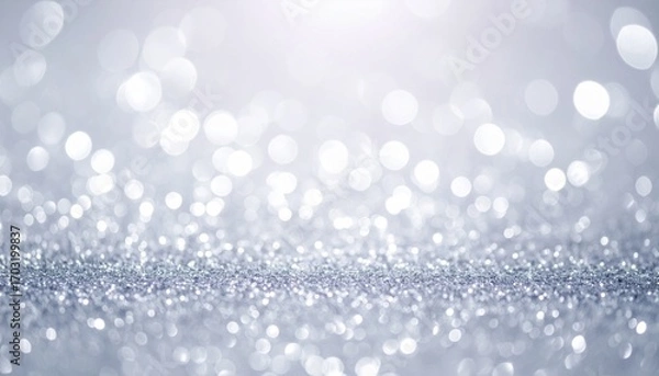 Fototapeta Abstract Silver Glitter Background with Soft Bokeh Effect for Festive Celebrations