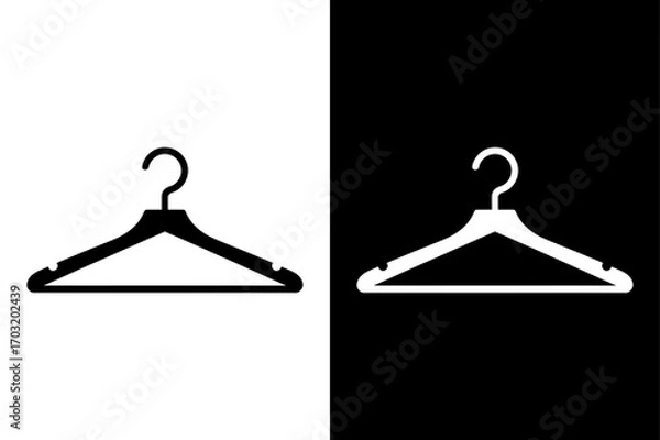 Obraz Clothes Hanger Icon Silhouette. Wardrobe and Closet Symbol Vector Design