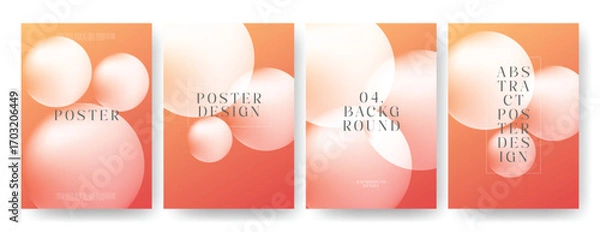 Fototapeta Modern gradient liquid glass poster background set. Cover template with perspective geometric prism shape. Ideal design for social media, cover, banner, wallpaper, promotion, ads