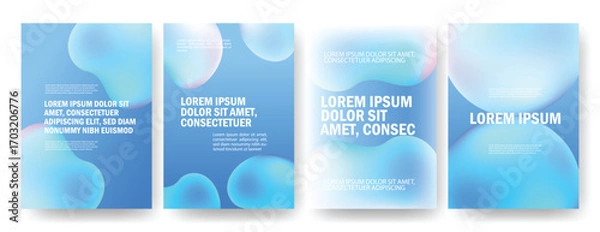 Fototapeta Modern gradient liquid glass shape poster background template set with perspective geometric elements, creative stylish design for social media, advertising, flyer, banner and digital promotion
