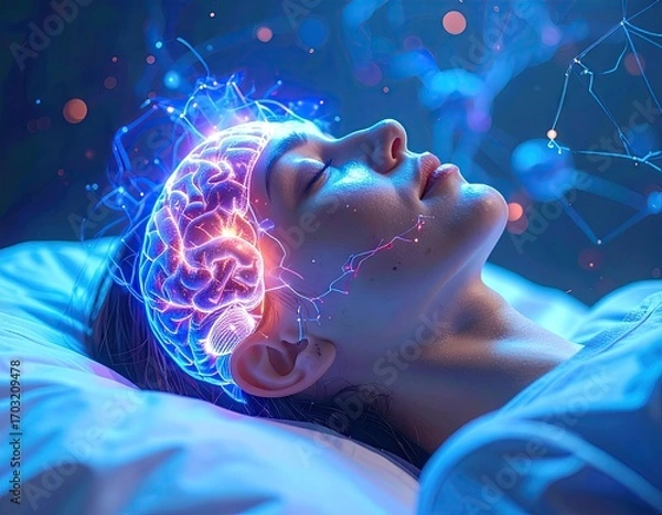 Obraz Person Sleeping with Brain Activity Visualization