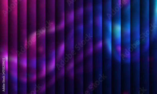 Fototapeta Abstract Neon Gradient Striped Background with Glowing Light Waves, dark blue striped background
