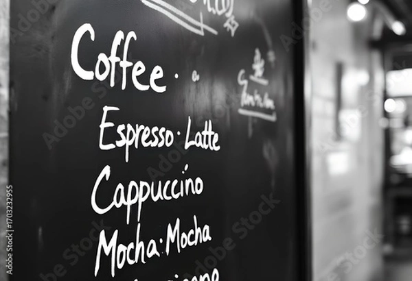 Fototapeta Monochrome Coffee Shop Menu on Chalkboard