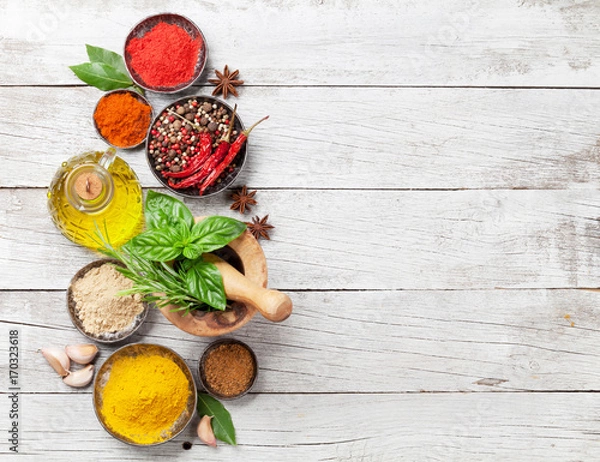 Fototapeta Various spices and herbs