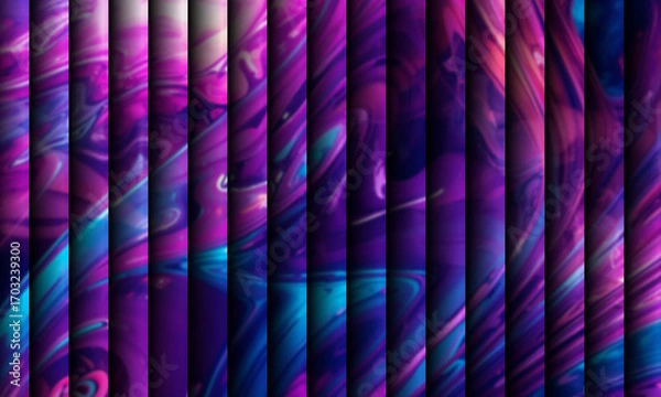 Fototapeta Abstract stripped glass texture background, Purple and Blue Liquid Gradient Background with Neon Fluid Texture and Vertical Stripes.