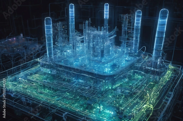 Fototapeta Digital Power Plant. Generative AI.