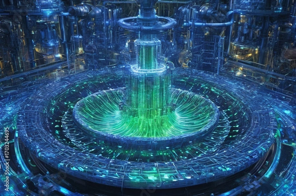 Fototapeta Fusion Energy Core Reactor. Generative AI.