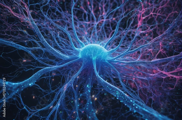 Fototapeta Glowing Neural Network Connection. Generative AI.
