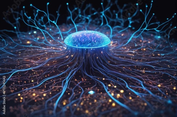 Fototapeta Neural Energy Core. Generative AI.
