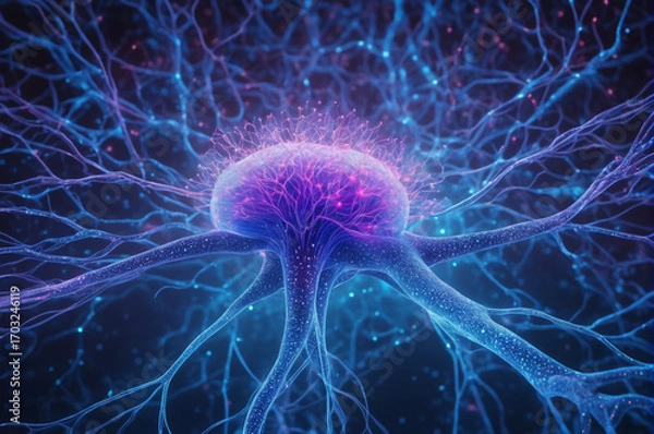 Fototapeta Neural Network Synapse Connection. Generative AI.