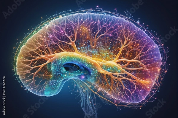 Fototapeta Neural Cosmic Brain. Generative AI.