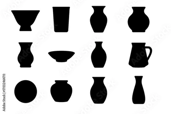 Obraz Straight plate pottery hourglass tall vector fluted wheel bulbous icon squat pot