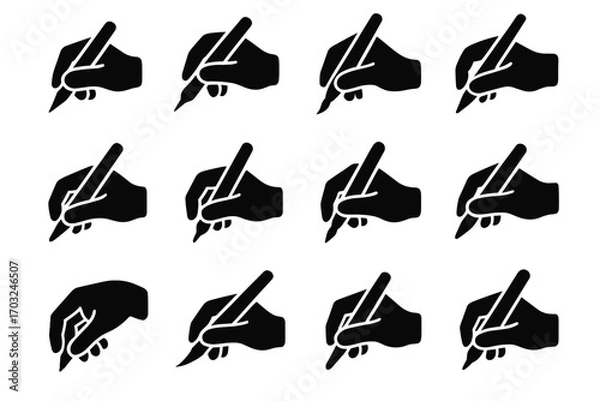 Obraz Position wrist overhand vector hold tripod icon support styles fine pen grip