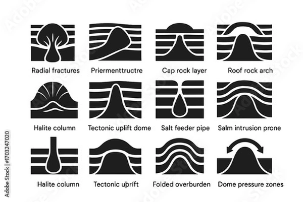 Obraz Icon piercement salt uplift pipe diapir vector dome layers arch