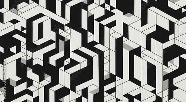 Obraz Geometric Abstraction Seamless Maze of Isometric Lines and Shapes for Modern Textile Design