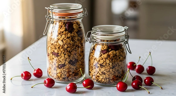 Obraz glass jar with red currant jam