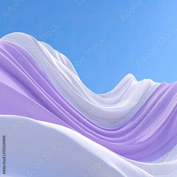 Fototapeta Flowing, soft, pastel fabric drapes against a clear sky